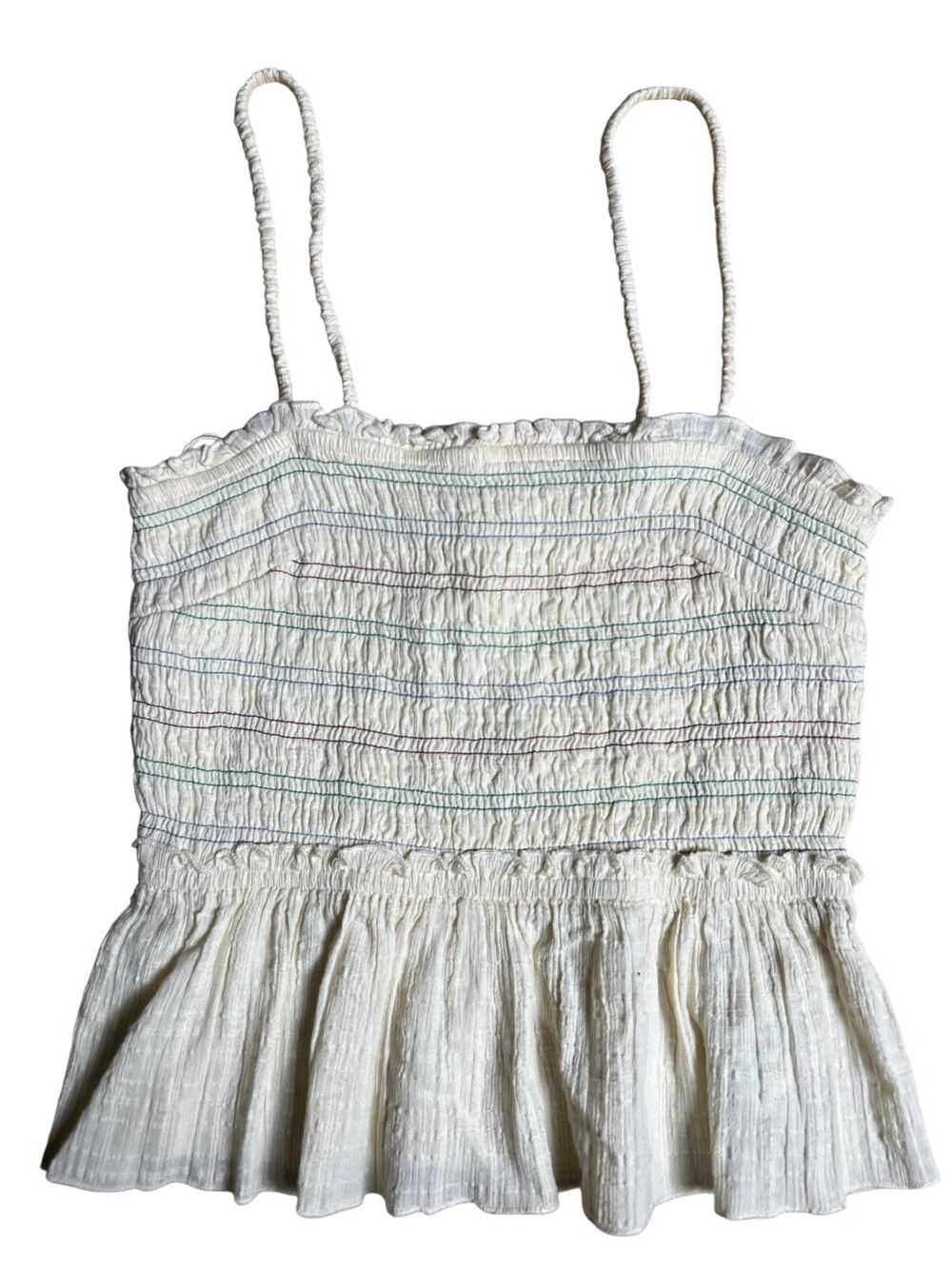 Urban Outfitters Tank Womens M/L White Cropped Strappy Square Neck Lined Slim